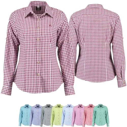 German Wear Trachtenbluse kariert, 40, Weinrot in rot von German Wear