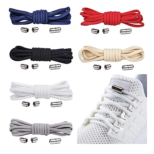 Paar Elastische Schnürsenkel mit Metallkapsel, Einstellbare Schnürsenkel Ohne Binden, Gummi Schuhbänder mit Kapseln, Gummischnürsenkel für Sneaker, Laufschuhe, Sporschuhe(6 Farben) 6