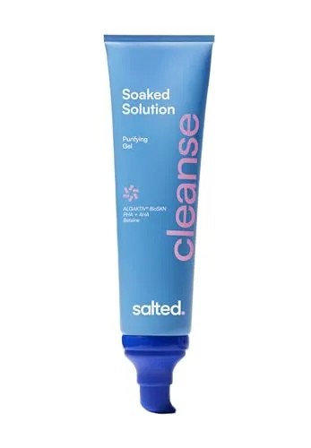 salted. Soaked Solution | Purifying Gel Cleanser | 100 ml | Porentiefe Reinigung & frisches Hautgefühl | Entfernt Make-up & Talg ohne auszutrocknen | Mit ALGAKTIV® BioSKN, PHA & AHA