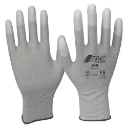 AS-Arbeitsschutz GmbH Nitras ESD-Handschuhe, Nylon-Carbon-Strick-Handschuh, beschichtet, Antistatischer Arbeitshandschuh mit PU-Beschichtung, 1 Packung = 12 Paar, Größe XXXL (11) 6230T-11