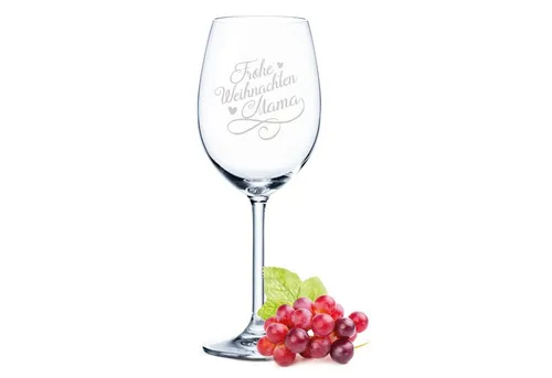 GRAVURZEILE Rotweinglas Leonardo Weinglas mit Gravur - Frohe Weihnachten Mama, Glas, graviertes Geschenk für Mama zu Weihnachten