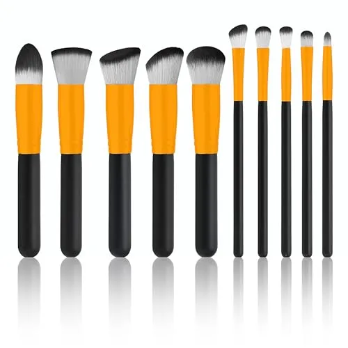 Retoo Pinselset Makeup Schminkpinsel Set 10 Stück, Professionelles Make-Up-Pinsel-Set, Augenpinsel, Ideal für Puder, Cremige oder Flüssige, Eyeshadow Eyeliner Gesichtspuder, Schwarz