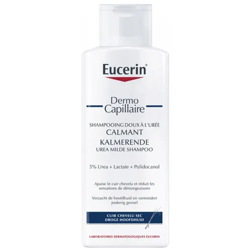 Eucerin DermoCapillaire Urea Shampoo 250 ml - Shampoo für trockene und juckende Kopfhaut mit 5% Urea, spendet Feuchtigkeit und lindert Juckreiz. Ideal für empfindliche Haut und tägliche Anwendung.