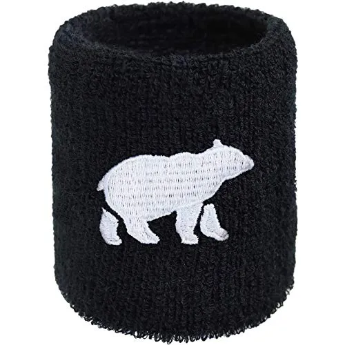 Designer Schweissband BÄR Stickerei Bear Schweißband Bestickt & Absorbierendes Frottee | Jogging Berlin Wristband Geschenk Sporttraining Schweiß-Armband