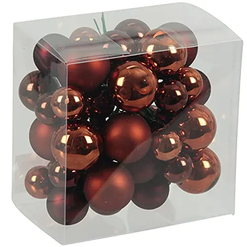 Bündel mit Glaskugeln an Draht (insg. 36 Weihnachtskugeln) - Weihnachtsdeko - Baumkugeln an Draht - Adventsdeko zum Stecken - Spiegelbeeren Farbe Dunkelbraun