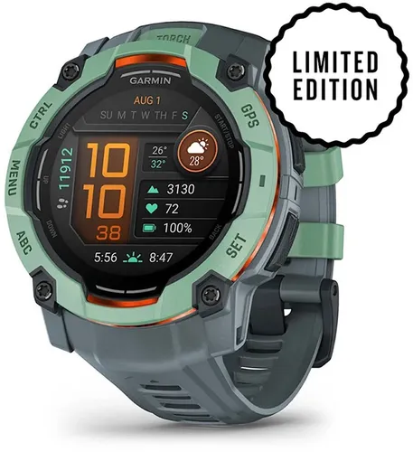Garmin Instinct 3 AMOLED Smartwatch (50mm) - Sport- / Outdoor-Uhren mit 1,3-Zoll AMOLED Display, integrierter LED-Taschenlampe und 24 Tage Akkulaufzeit. Ideal für Abenteuer und Gesundheitsüberwachung.
