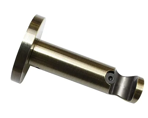 GARDINIA Träger mit Metallmontageplatte für Gardinenstangen Ø 16 mm, 1-läufig, Offen, Serie Memphis, Metall, Messing-Antik, Länge 7,5 cm
