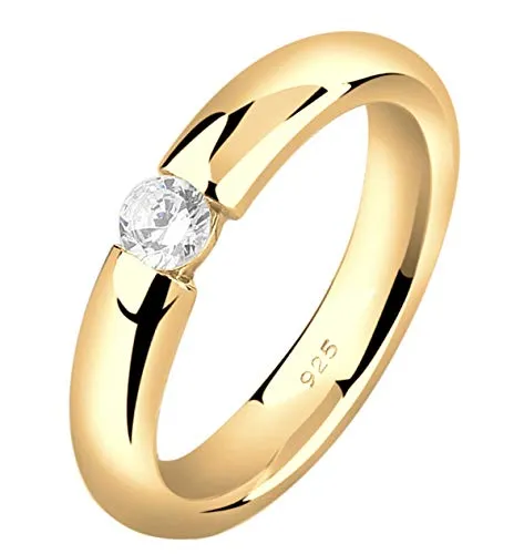 Nenalina Damen Silberring Spannring mit Zirkonia - Eleganter 925 Sterling Silberring mit 4 mm weißem Cubic Zirkonia, ideal als Verlobungsring oder modisches Accessoire für jeden Anlass.