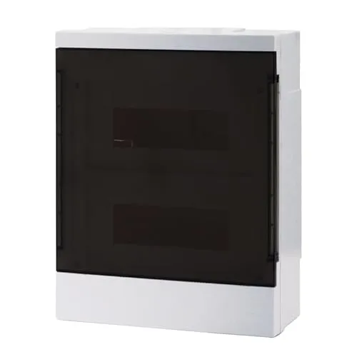 Lion Electric Sicherungskasten Aufputz 24 Module | 2-Reihig Schaltschrank Weiß mit Transparenter Tür, Halogenfrei Verteilerkasten Kabeleinführungen für Feuchtraum, mit Extraschutz PE/N - Messingklemme