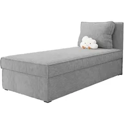 Mirjan24 Boxbett Hellgrau 90x200 cm mit Bettkasten