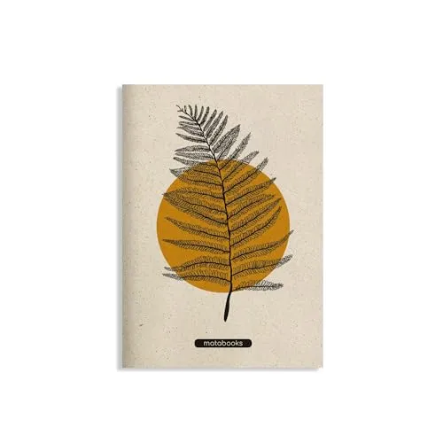 Matabooks, nachhaltige und vegane Notizbücher A5 Notizheft aus Graspapier, Maya, 40 Seiten, Natur, Handmade, Made in Germany (Orange)