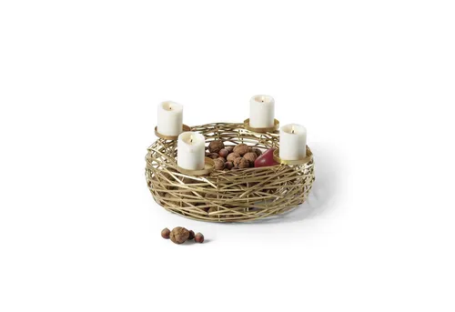 Philippi BOSCHENDAL Adventskranz S aus Stahl gold, D 40 cm - Nussknacker, eleganter Kerzenhalter aus pulverbeschichtetem Stahl in modernem Design, ideal für stimmungsvolle Adventsdekoration.