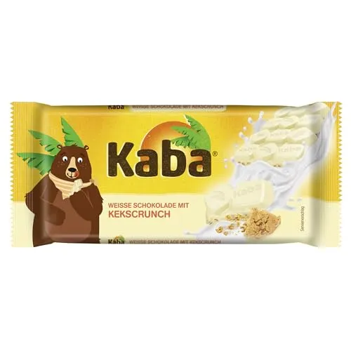 Kaba Weiße Schokolade mit Keks-Crunch, Schokoladentafel, 90 g Tafel, Weiße Schokolade mit knusprigem Keks und original Kaba-Geschmack