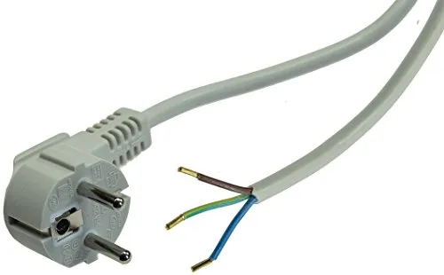 Netzkabel 1,5m, grau, 3x 0,75mm², Schutzkontakt-Stecker > blanke Enden