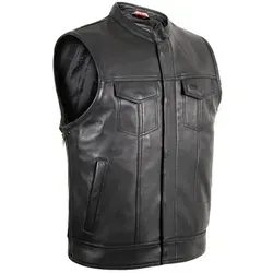 MDM Lederweste Herren Biker Motorrad Lederweste Jeans Weste Stil Motorradweste XL