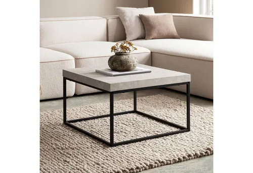 FINEBUY Couchtisch FB59778 Sofatisch 60 cm Wohnzimmertisch Klein Kaffeetisch Modern (60 cm MDF, Wohnzimmertisch Stein Optik Sandfarben), Sofatisch Beige Modern, Kaffeetisch Rechteckig