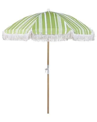 Produktbild Sonnenschirm mit Volant Regenschutz Holzmast grün rund ⌀ 150 cm