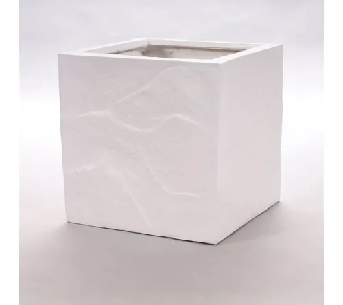 Elegant Einrichten Pflanzkübel Fiberglas Stein-Optik quadratisch 40x40x40cm weiß (1 St)