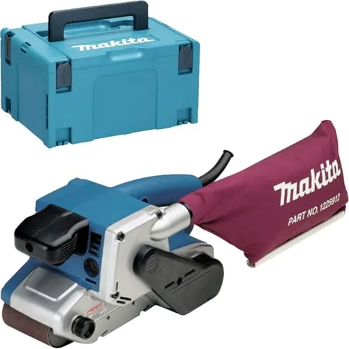Makita Bandschleifer 76 mm 9902J - Profi-Bandschleifer für präzises Schleifen, ideal zum Entfernen von Farbe und Rost. Die perfekte Gewichtsverteilung sorgt für optimale Handhabung und starke Absaugleistung.