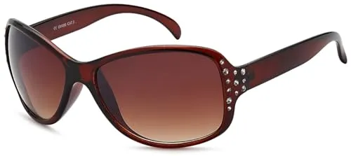 styleBREAKER Damen Butterfly Sonnenbrille mit Strass und Verlaufstönung, Schmetterlingsform 09020054, Farbe:Gestell Braun/Glas Braun Verlauf