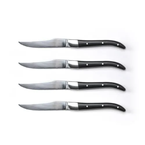 Qdesign 190-071 Steakmesserset aus Edelstahl 4teilig - Messer, 4-teiliges Set für perfekten Schnitt und Genuss - ideal für Steakliebhaber, die mühelos durch Fleisch gleiten möchten.