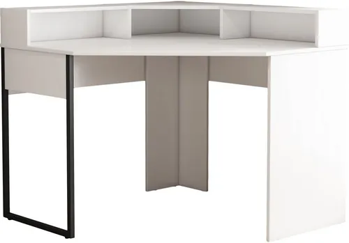 OTTO home Eckschreibtisch Moid mit Schreibtischaufsatz - Kinderschreibtisch mit modernem Design, ideal für kreative Arbeitsplätze und bietet praktischen Stauraum mit 3 offenen Fächern.