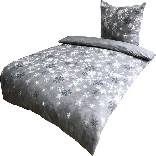 teilig Thermofleece Bettwäsche 135x200 cm Kristall Schnee Winter Set - Kuschelige Bettwäsche mit 2 Bettbezügen und 2 Kissenbezügen. Hautfreundlich, pflegeleicht und bügelfrei. Sorgt für ein angenehmes Schlafklima und ist ideal für kalte Nächte.