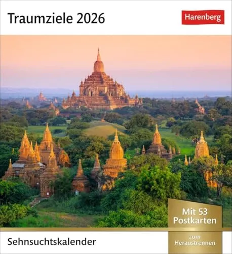 Traumziele Sehnsuchtskalender 2026 - Wochenkalender mit 53 hochwertigen Postkarten der schönsten Reiseziele der Welt - ideal für Reiseträume und Inspiration!