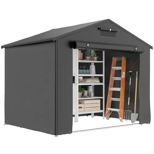 Wasserdichte Zeltgarage 2,5x1,8 m mit Reißverschlusstür und Belüftungsfenster - Robuste Zeltgarage aus galvanisiertem Stahl mit wetterfester PE-Abdeckung, ideal für Motorräder und Gartenwerkzeuge. Die aufrollbare Tür und Belüftung sorgen für einfachen Zugang und optimale Luftzirkulation.