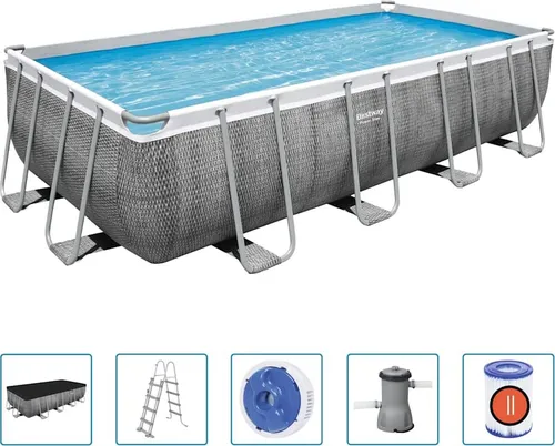Bestway Power Steel Pool-Set Rechteckig 488×244×122 cm in braun von Bestway