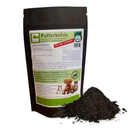Futterkohle 150 g Nachfüllpack für Hunde, Katzen, Hamster, Meerschweinchen, Kaninchen, Hasen, Vögel, Pferde, nach GMP+ FSA gesichert (150 g)