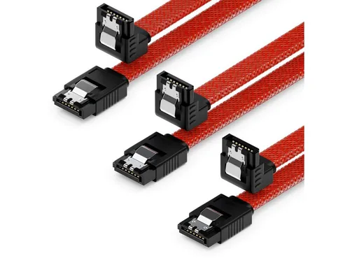 deleyCON deleyCON 3x 50cm SATA 3 Nylon Kabel HDD SSD 1 Stecker 90° Gewinkelt Computer-Kabel