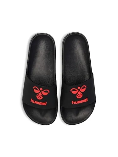 hummel Unisex HML Essential Pool Slide Slipper, Black/Chinese RED, 41 EU