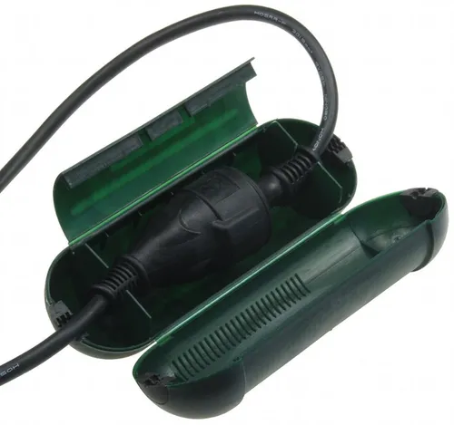Sicherheitsbox Schuko-Stecker grün IP44 Kabel Schutz Regen Schneebox Kupplung