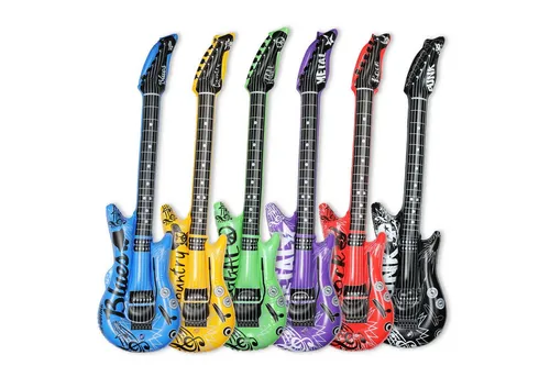 FunX Aufblasbares Partyzubehör Aufblasbare Luftgitarre 6er Set in 6 Musikrichtungen, Accessoire für Mottopartys, Karneval und Fasching