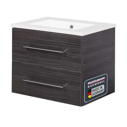 Fackelmann B.PERFEKT Badmöbel Set 2-tlg Schwarz 62 cm - Badmöbelset in modernem Design, platzsparend mit zwei Schubfächern und einfacher Wandmontage - ideal für jedes Badezimmer.