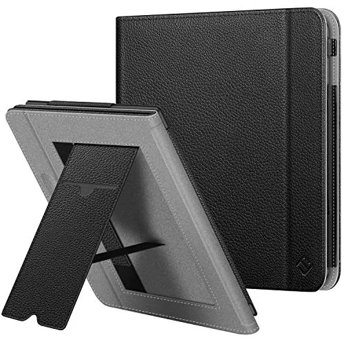 Fintie Hülle kompatibel für Tolino Vision 5 2019 / Kobo Libra H2O - Kickstand Schutzhülle mit Kartenfach Handschlaufe und Auto Sleep/Wake Funktion, Schwarz