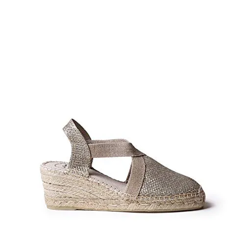 Toni Pons Damen-Espadrille Triton - Platin, 39 EU - Wanderschuhe aus hochwertigem Baumwollstoff, ideal für sommerliche Ausflüge mit hohem Tragekomfort und stylischem Design.