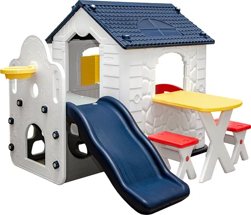 Kinder Spielhaus mit Rutsche - Wetterfestes Indoor & Outdoor Spaßhaus - Spielhäuser & Spieltürme: LittleTom Spielhaus für 2-3 Kinder, ideal für drinnen und draußen - sorgt für Spielspaß bei jedem Wetter!