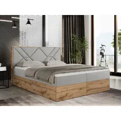 Boxspringbett Gunar 200x200 mit Bettkasten und Matratze H4 - Robustes Polsterbett mit Doppelbettkasten für optimale Stauraumnutzung. Inklusive Premium-Multipocket-Matratze für individuellen Schlafkomfort in zwei Härtegraden.