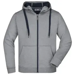 Kapuzen Sweatjacke Doubleface JN355 - James & Nicholson Sports-Grey/Navy M - Funktionsjacken: Sportive Kapuzen Sweatjacke mit Doubleface-Optik, ideal für Outdoor-Aktivitäten, in verschiedenen Farben und Größen S-3XL erhältlich.