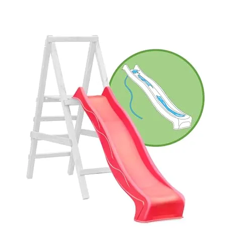 Gartenpirat Wellenrutsche 230 cm Rot mit Wasseranschluss für Podest 120 cm (+/-5 cm) Anbaurutsche inkl. Montageschrauben Kinderrutsche für Spielturm oder Schaukel