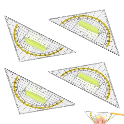 Stück Geodreieck,Geodreieck mit Griff 16 cm,Geodreieck Klein Glexibel,Transparent Geo Dreieck Multifunktional,Lineal Winkelmesser Schule zum Kreise Zeichnen,Geometrie Set für Büro Designer Malerei 4