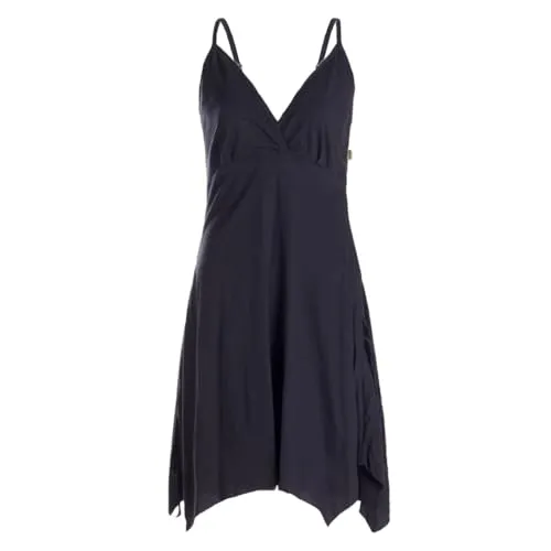 Vishes Damen Sommerkleid mit Spaghettiträgern in Schwarz I Größe 3XL (46) I Handgefertigt aus 100% Baumwolle I Träger-Kleid I Ideal für Frühjahr & Sommer I Nachhaltige Alternative Bekleidung