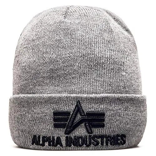 Alpha Industries 3D Beanie Strickmütze aus Acryl für Herren Grey Heather