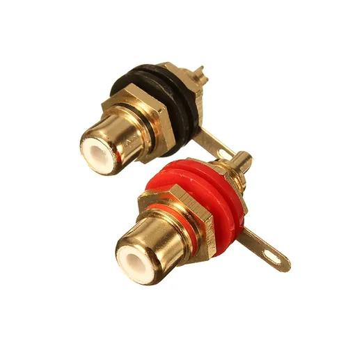 Stück Hochwertige Cinch Einbaubuchse vergoldet mit schwarz+rot Isolierscheiben 2