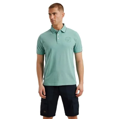 PME Legend Herren Poloshirt Short Sleeve Polo Stretch Pique - Regular Fit S-5XL, Größe:4XL, Farbe:5149 Cameo Blue