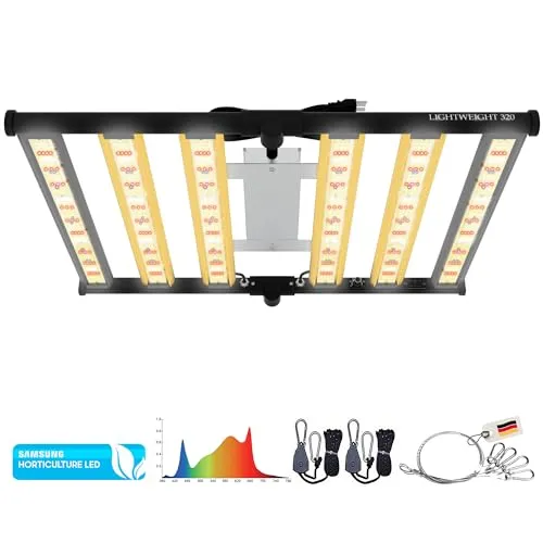 THE GROW 320 Watt LED Pflanzenlampe - Energiesparlampe mit Vollspektrum und UV-/Infrarotlicht, 0%-100% dimmbar für optimales Pflanzenwachstum von Keimung bis Blüte.