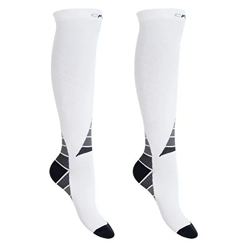 CFLEX Herren & Damen Sport Strümpfe (2 Paar) Kompressions Kniestrümpfe - Weiss-Grau 35-38