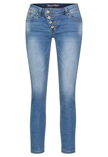 Buena Vista Damen Jeans Malibu 7/8 Cozy Denim Slim Fit Blue (82), XL